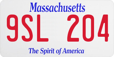 MA license plate 9SL204