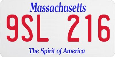MA license plate 9SL216