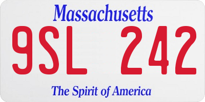 MA license plate 9SL242
