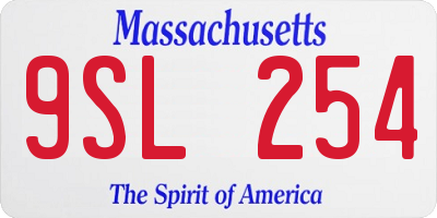 MA license plate 9SL254