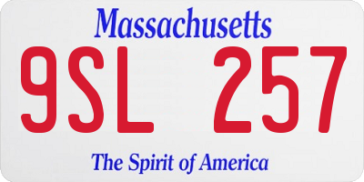 MA license plate 9SL257