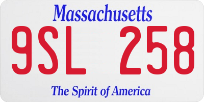 MA license plate 9SL258