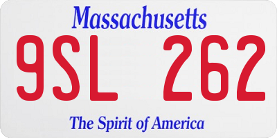 MA license plate 9SL262
