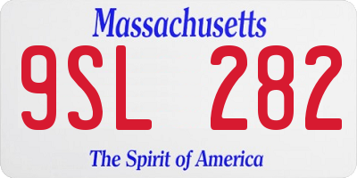 MA license plate 9SL282