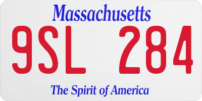 MA license plate 9SL284