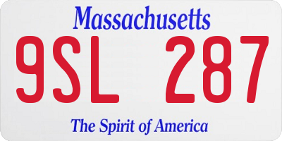 MA license plate 9SL287