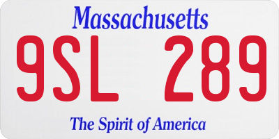 MA license plate 9SL289