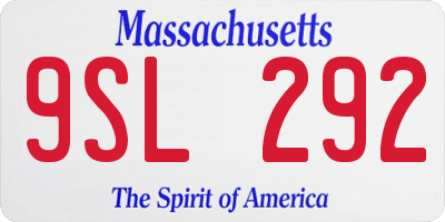 MA license plate 9SL292