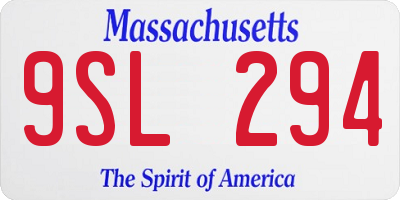 MA license plate 9SL294