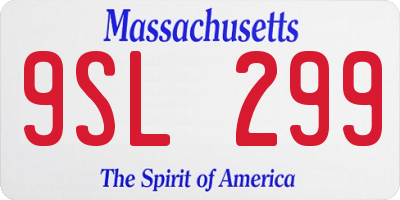 MA license plate 9SL299