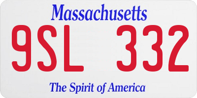 MA license plate 9SL332