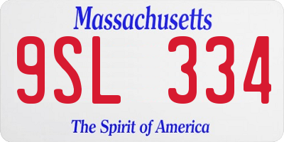 MA license plate 9SL334
