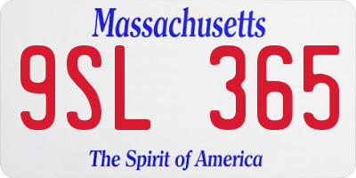 MA license plate 9SL365