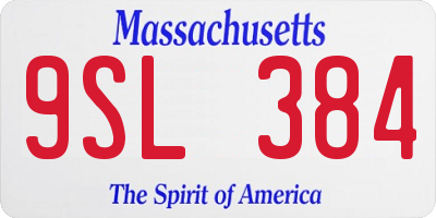 MA license plate 9SL384