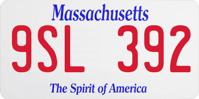 MA license plate 9SL392