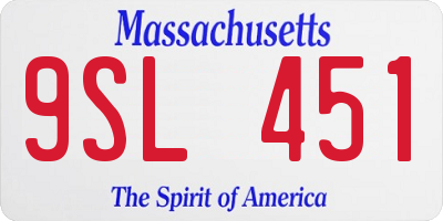 MA license plate 9SL451