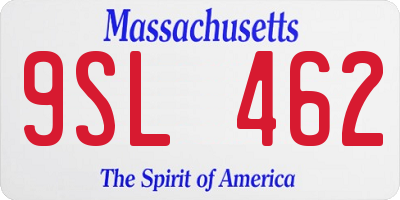 MA license plate 9SL462