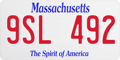 MA license plate 9SL492