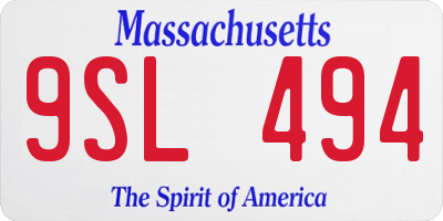 MA license plate 9SL494