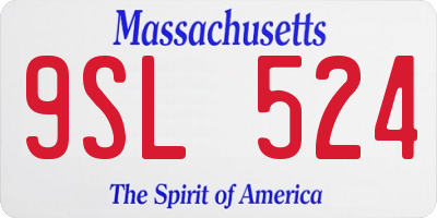 MA license plate 9SL524