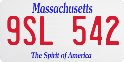 MA license plate 9SL542