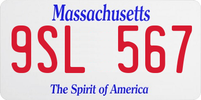 MA license plate 9SL567