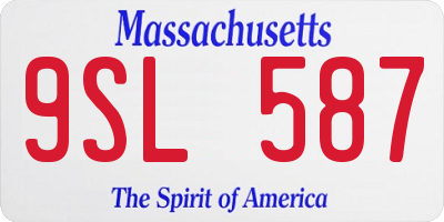MA license plate 9SL587