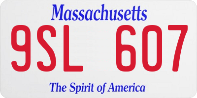 MA license plate 9SL607