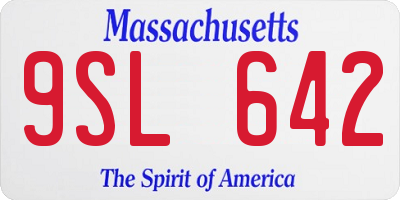 MA license plate 9SL642