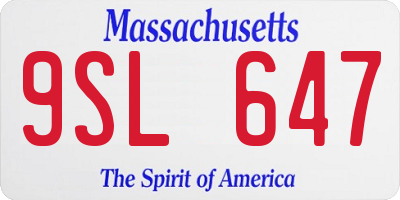 MA license plate 9SL647