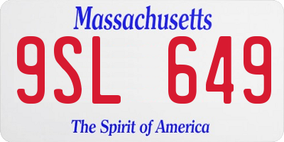 MA license plate 9SL649