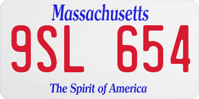 MA license plate 9SL654