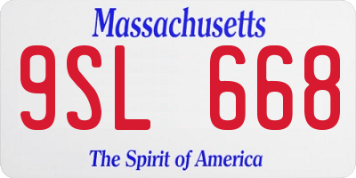 MA license plate 9SL668