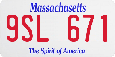 MA license plate 9SL671
