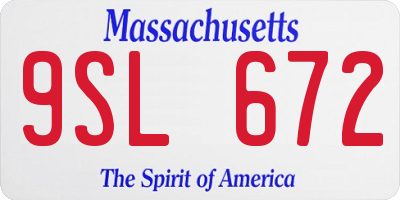 MA license plate 9SL672