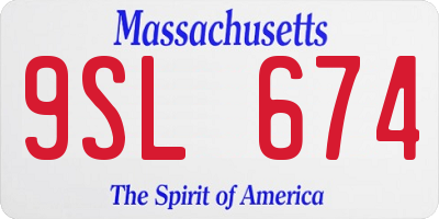 MA license plate 9SL674
