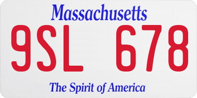 MA license plate 9SL678