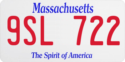 MA license plate 9SL722
