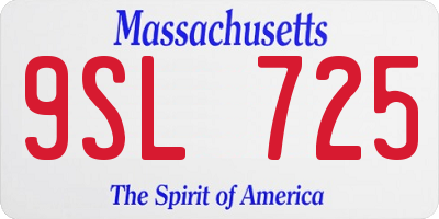 MA license plate 9SL725