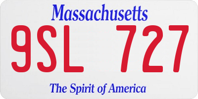 MA license plate 9SL727
