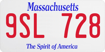 MA license plate 9SL728