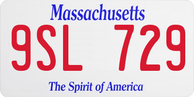 MA license plate 9SL729