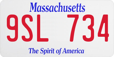 MA license plate 9SL734