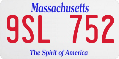 MA license plate 9SL752