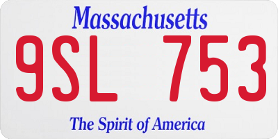 MA license plate 9SL753