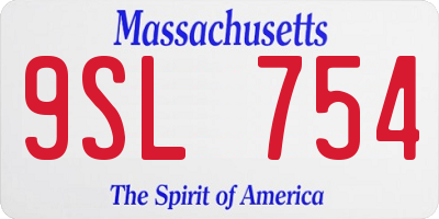 MA license plate 9SL754