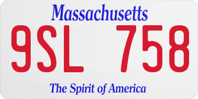 MA license plate 9SL758