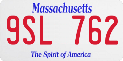MA license plate 9SL762