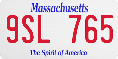 MA license plate 9SL765