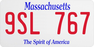 MA license plate 9SL767